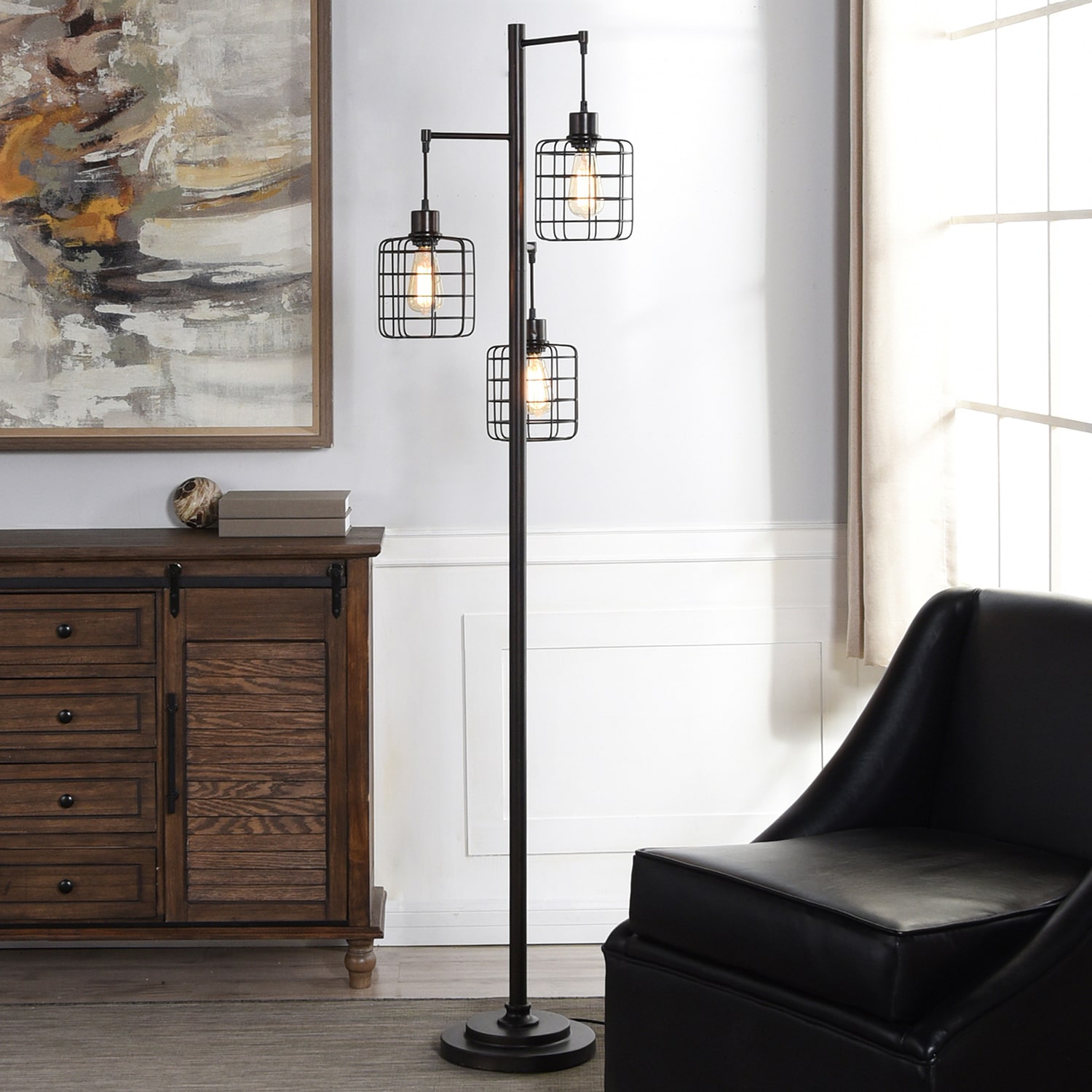 Stylecraft Madison Bronze Caged Steel Table Lamp