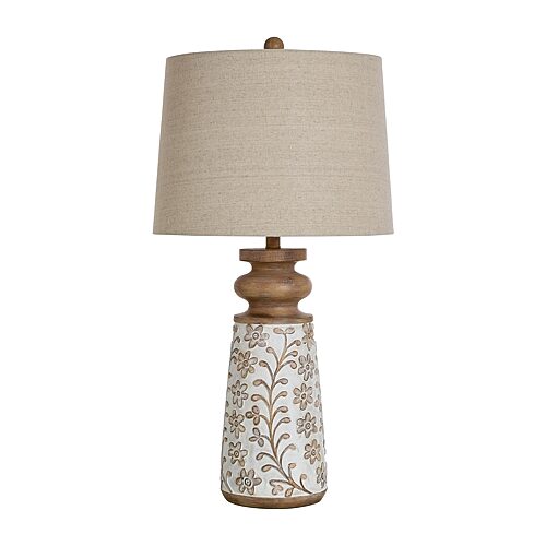 Stylecraft Isaac Floral Table Lamp In White