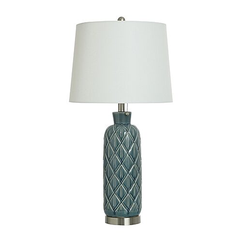 Stylecraft Celtic Textured Ceramic Ceramic Table Lamp In Blue