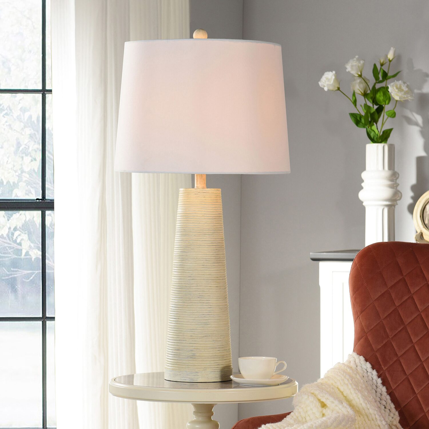 Stylecraft Whitewashed Textured Resin Table Lamp
