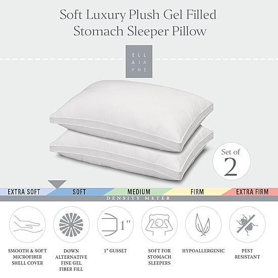 Ella Jayne Plush Gusseted Soft Gel Soft Density Bed Pillow