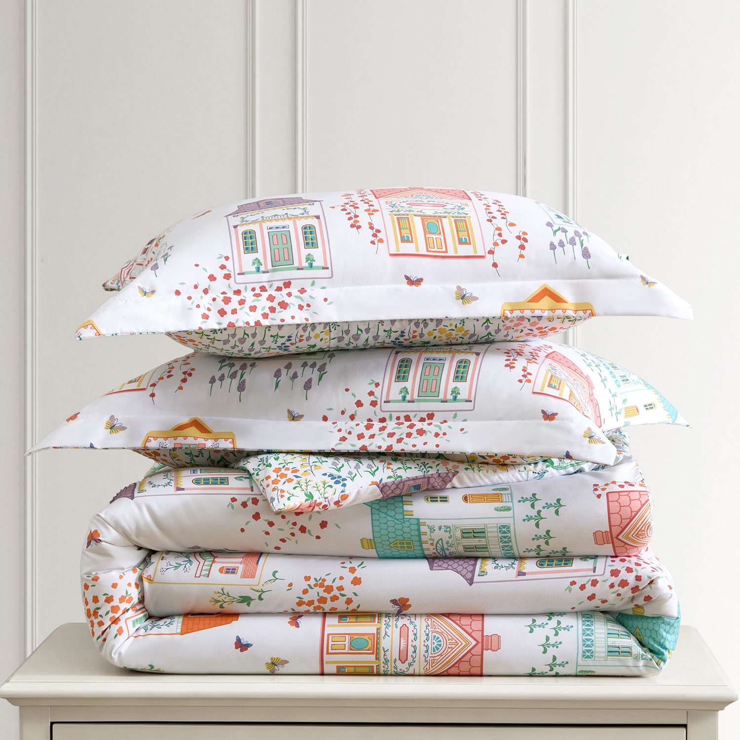 Lenox Printed Spice Village Reversible Easy Care Down Alternative Comforter Set
