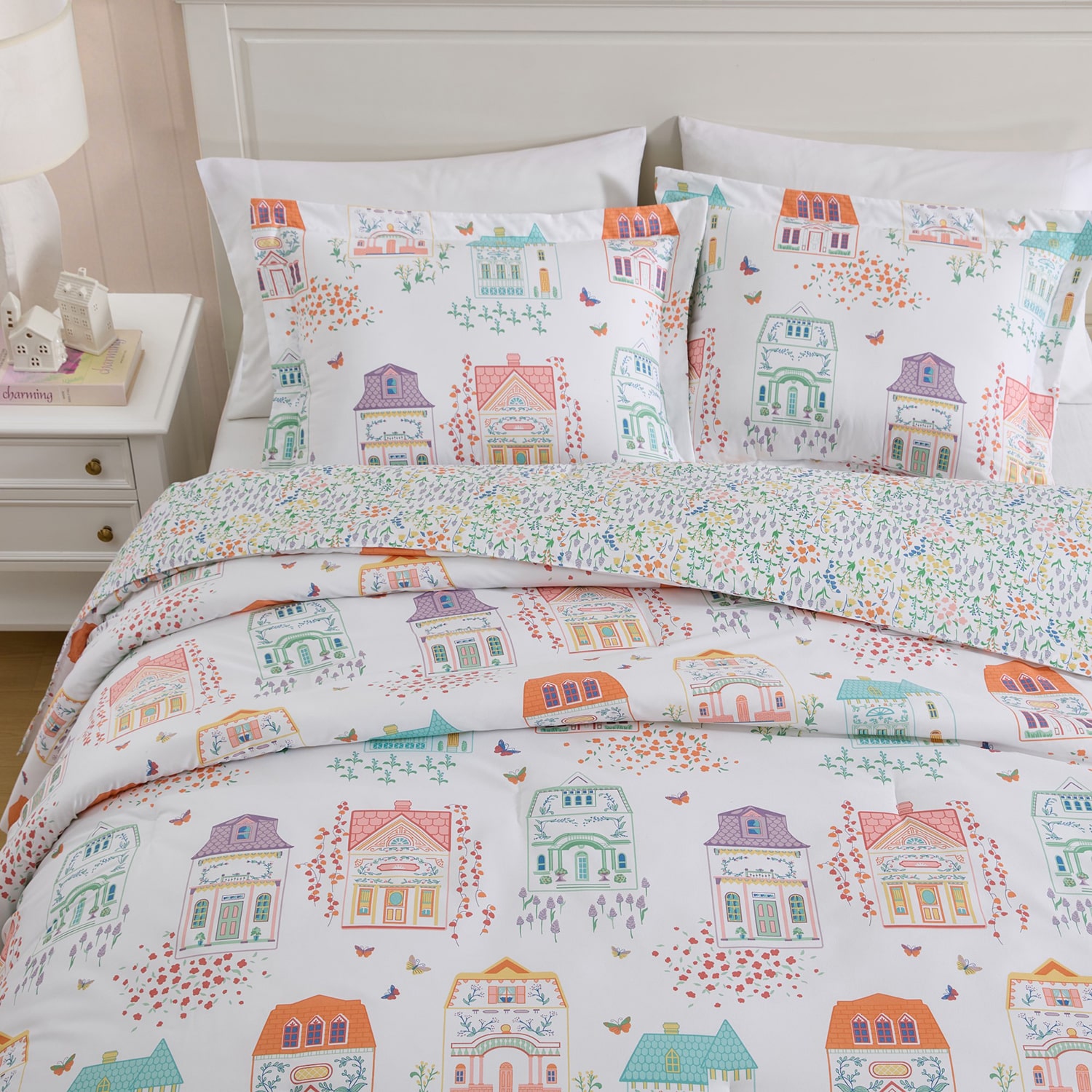 Lenox Printed Spice Village Reversible Easy Care Down Alternative Comforter Set