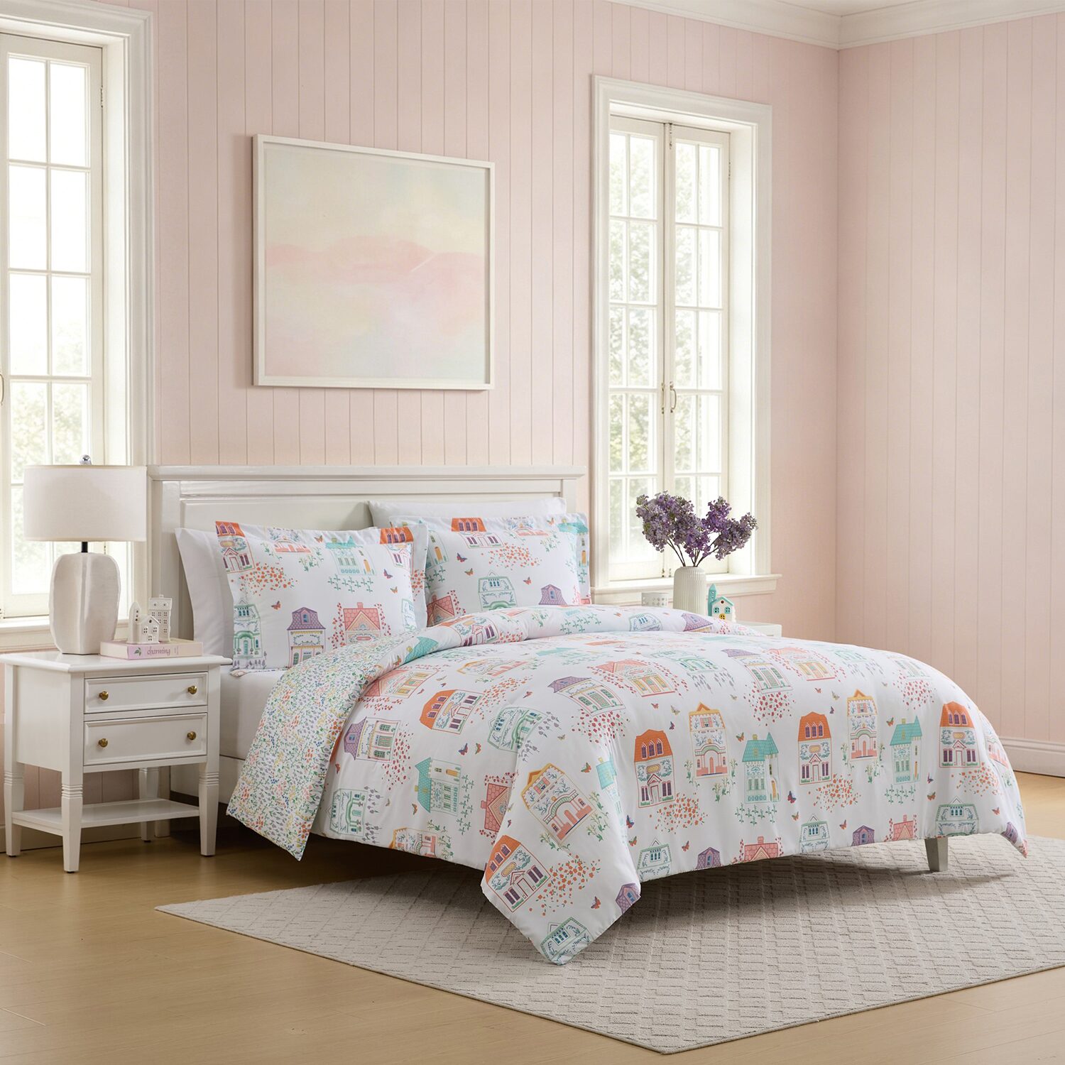 Lenox Printed Spice Village Reversible Easy Care Down Alternative Comforter Set