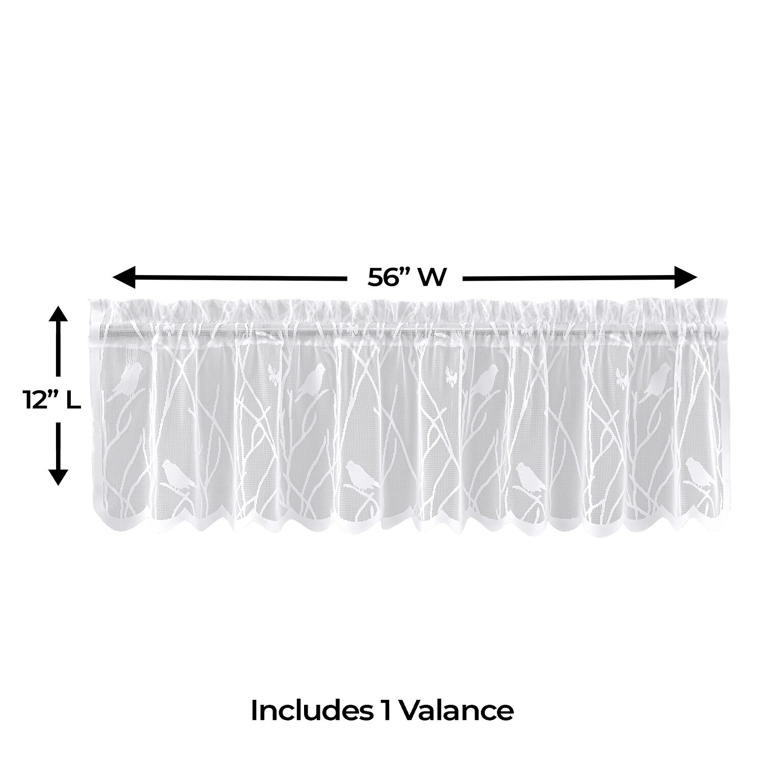 Sweet Home Collection Songbird Rod Pocket Scallop Valance