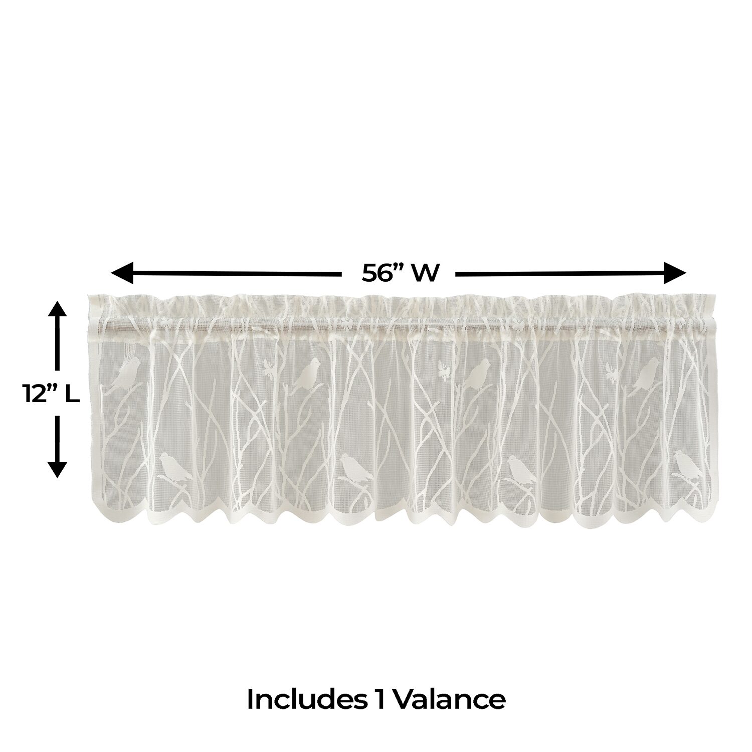 Sweet Home Collection Songbird Rod Pocket Scallop Valance