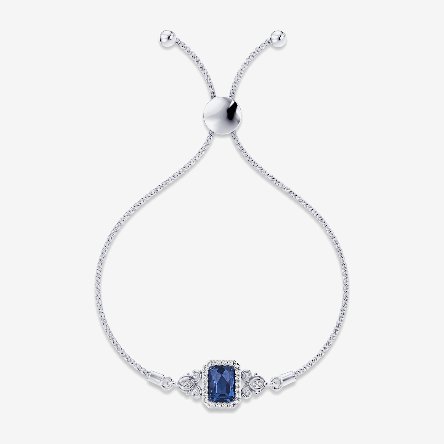 Enchanted Disney Fine Jewelry Cinderella (I / I2) Womens 1/8 CT. T.W. Genuine Blue Topaz Sterling Silver Cinderella Bolo Bracelet