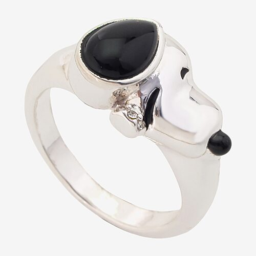 Disney Classics Womens Pure Silver Over Brass Snoopy Cocktail Ring