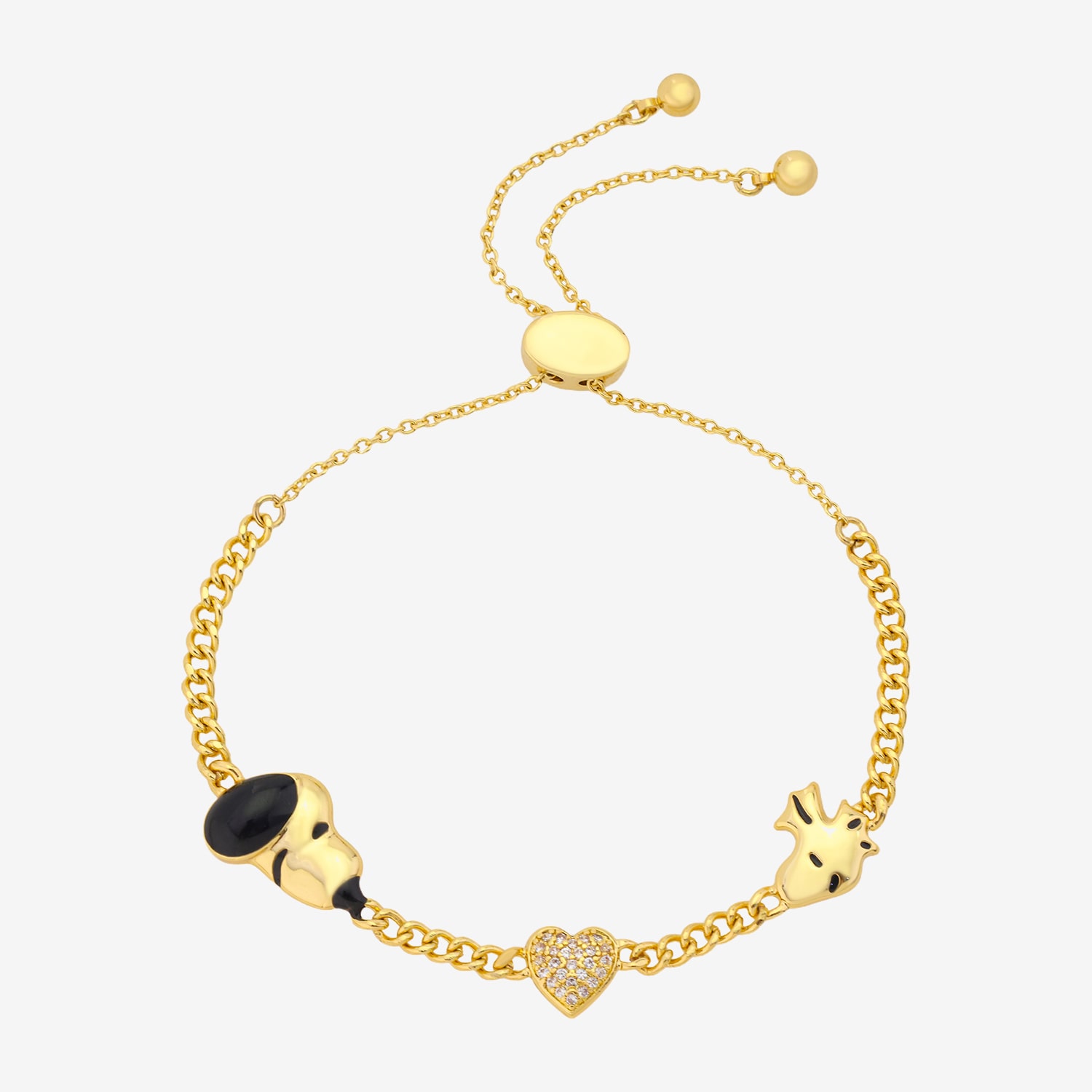 Disney Classics Womens Cubic Zirconia Peanuts Bolo Bracelet