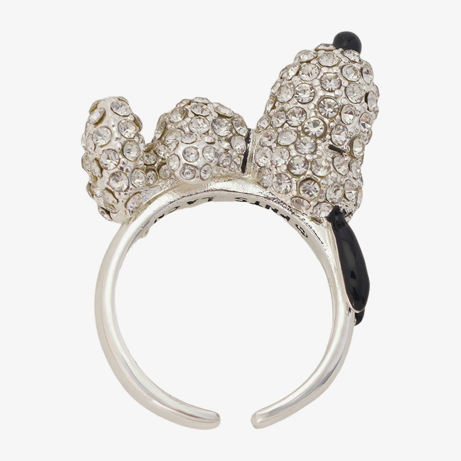 Disney Classics Womens Crystal Pure Silver Over Brass Snoopy Cocktail Ring