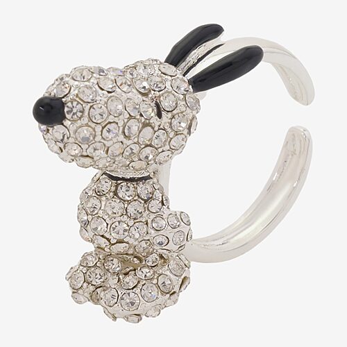 Disney Classics Womens Crystal Pure Silver Over Brass Snoopy Cocktail Ring