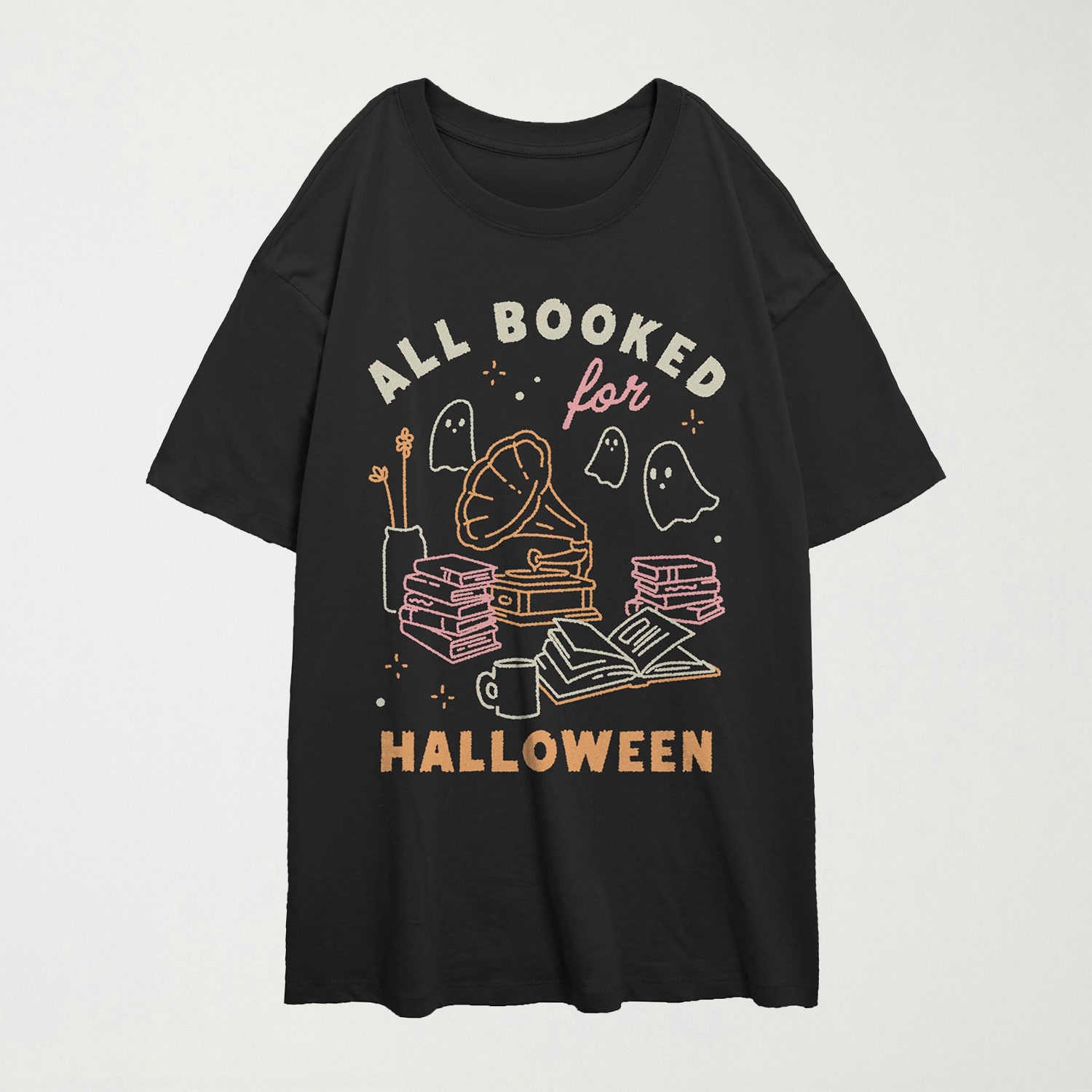 Womens Juniors Crew Neck Short Sleeve Oversized Graphic T-Shirt