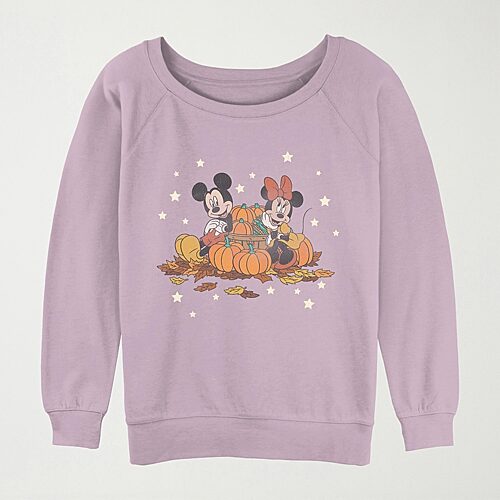 Mad Engine Womens Crew Neck Long Sleeve Regular Fit Mickey And Friends Graphic T-shirt In Purple