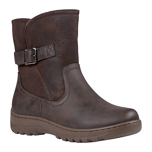 Gc Shoes Women's Blake Round-Toe Buckle-Strap Faux Leather Ankle Boots - Brown