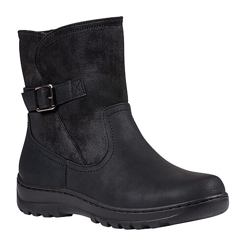 Gc Shoes Women's Blake Round-Toe Buckle-Strap Faux Leather Ankle Boots - Black