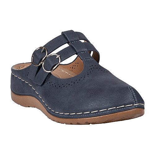 Gc Shoes Women's Lalana Faux Leather Round-Toe Clog Mules - Navy