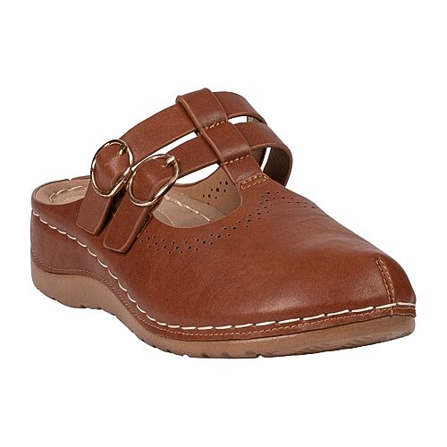 Gc Shoes Women's Lalana Faux Leather Round-Toe Clog Mules - Cognac