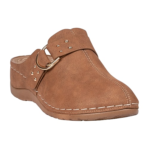 Gc Shoes Women's Bliss Studded Round-Toe Low-Heel Mule Clogs - Tan
