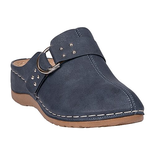 Gc Shoes Women's Bliss Studded Round-Toe Low-Heel Mule Clogs - Navy