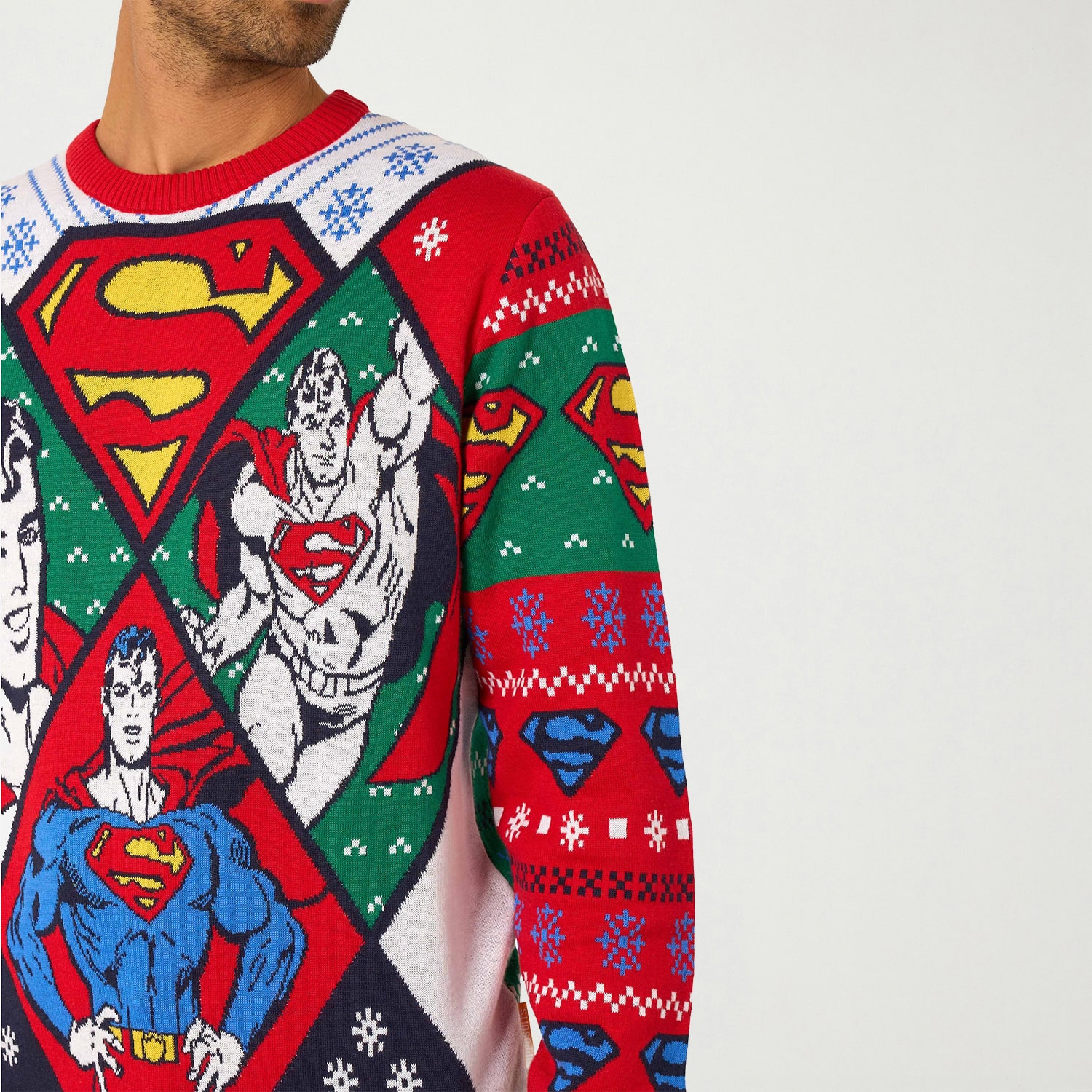 Opposuits Mens Crew Neck Long Sleeve Superman Pullover Sweater