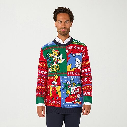 Opposuits Mens Crew Neck Long Sleeve Sonic The Hedgehog Pullover Sweater In Multiple Colors