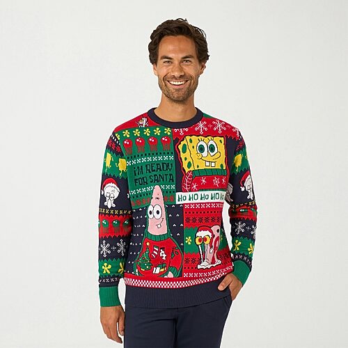Opposuits Mens Crew Neck Long Sleeve Spongebob Pullover Sweater In Multiple Colors