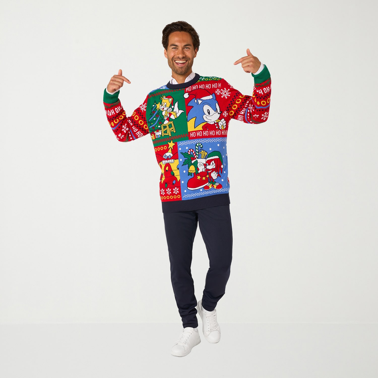 Opposuits Mens Crew Neck Long Sleeve Sonic the Hedgehog Pullover Sweater