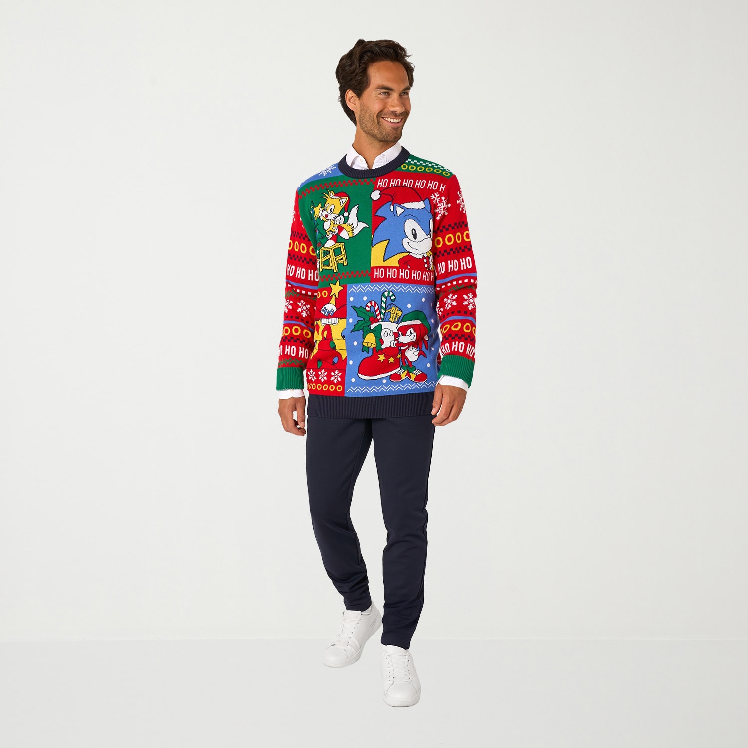 Opposuits Mens Crew Neck Long Sleeve Sonic the Hedgehog Pullover Sweater