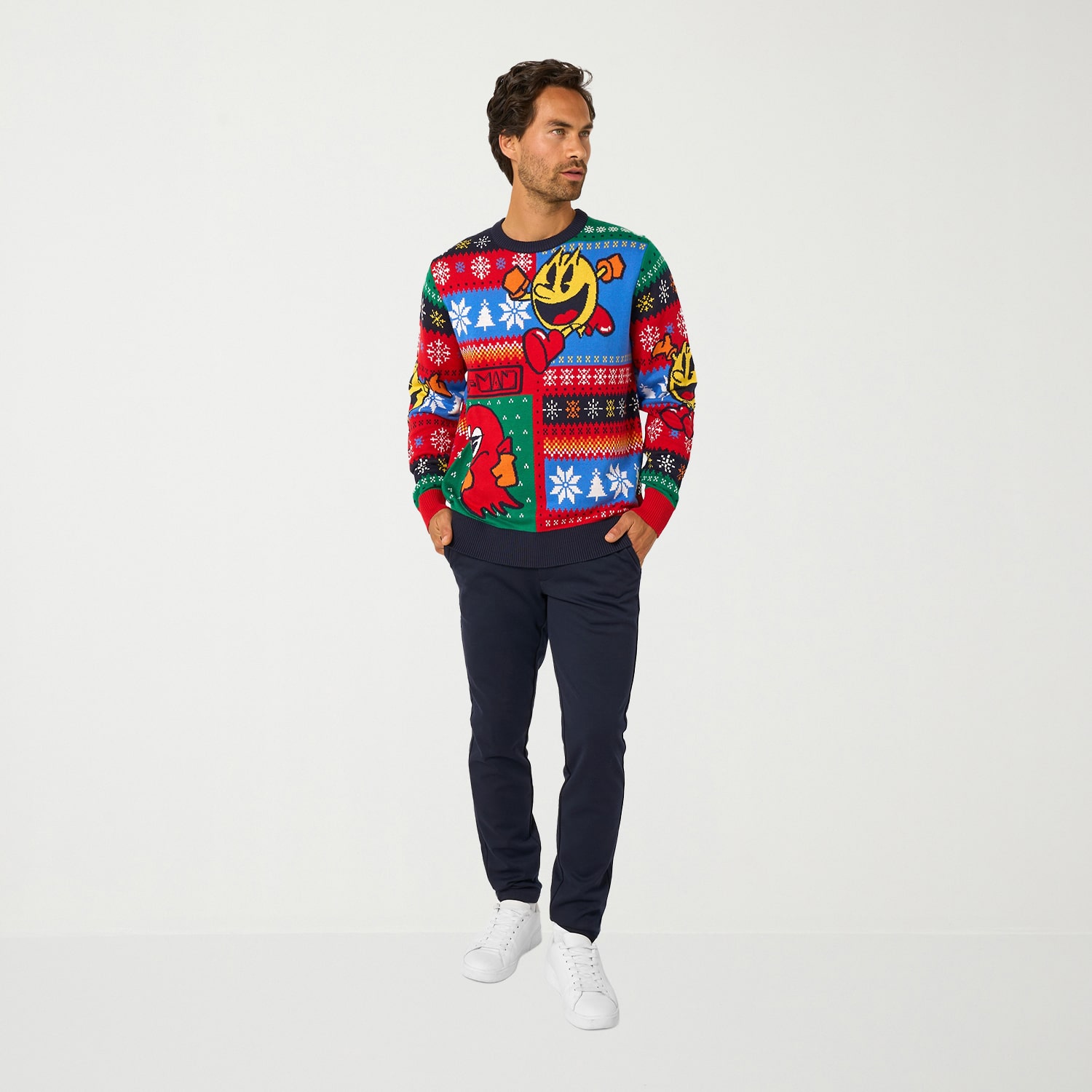 Opposuits Mens Crew Neck Long Sleeve Pacman Pullover Sweater