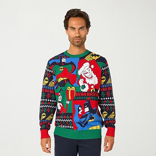 Opposuits Mens Crew Neck Long Sleeve Batman Pullover Sweater