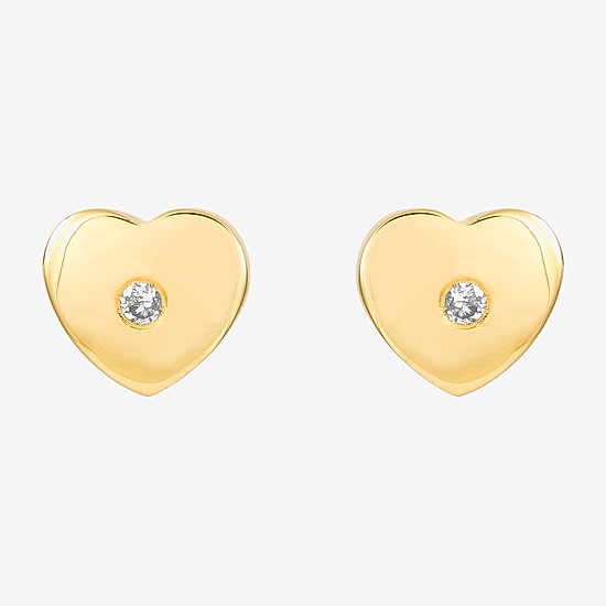 Limited Quantities! Diamond Accent Natural White Diamond Accent 14K Gold 4.7mm Heart Stud Earrings