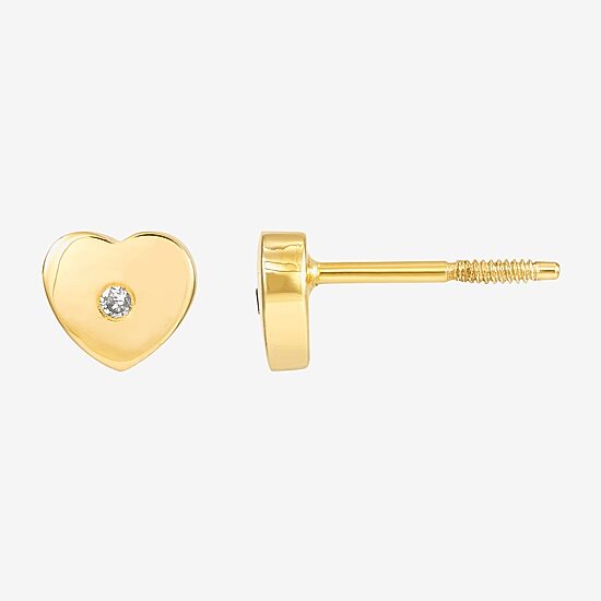 Limited Quantities! Diamond Accent Natural White Diamond Accent 14K Gold 4.7mm Heart Stud Earrings