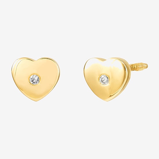 Limited Quantities! Diamond Accent Natural White Diamond Accent 14K Gold 4.7mm Heart Stud Earrings