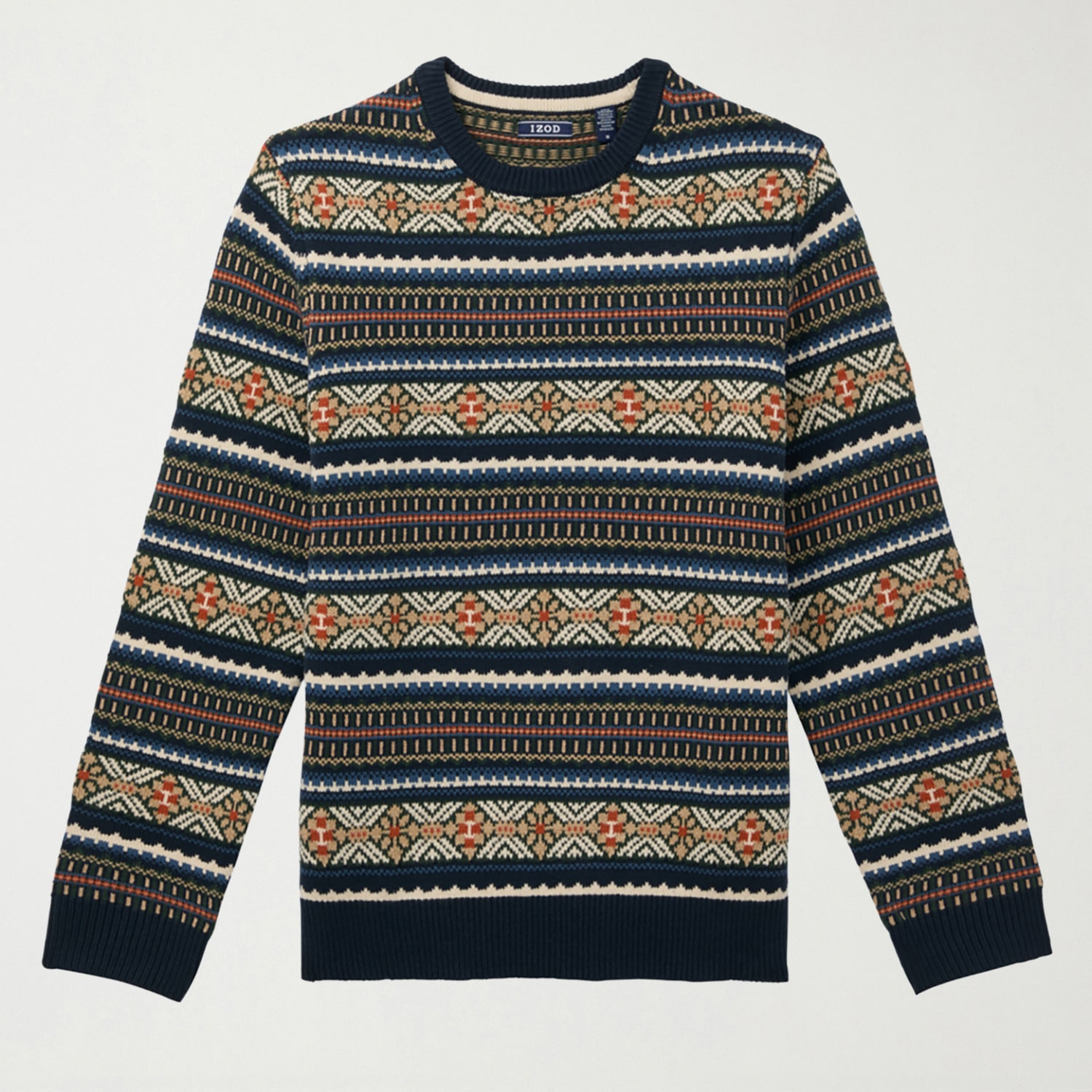 IZOD Fairisle Crew Mens Neck Long Sleeve Pullover Sweater