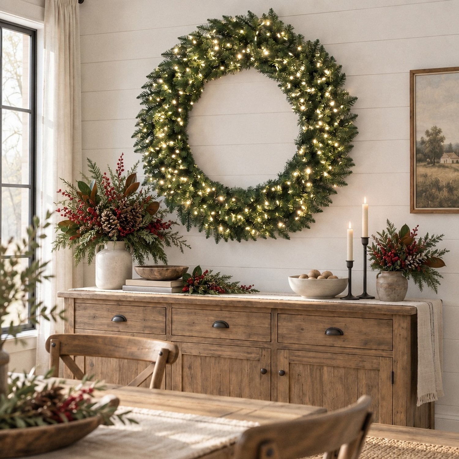 Vickerman 60" Camdon Fir Christmas Wreath with 400 Warm White LED Lights