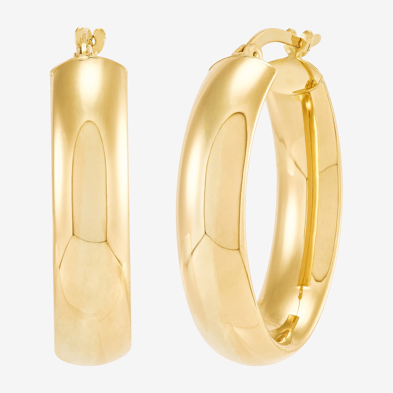 Bonded Brilliance Womens 14K Gold Bonded With Sterling Silver 28.3mm Hoop Earrings