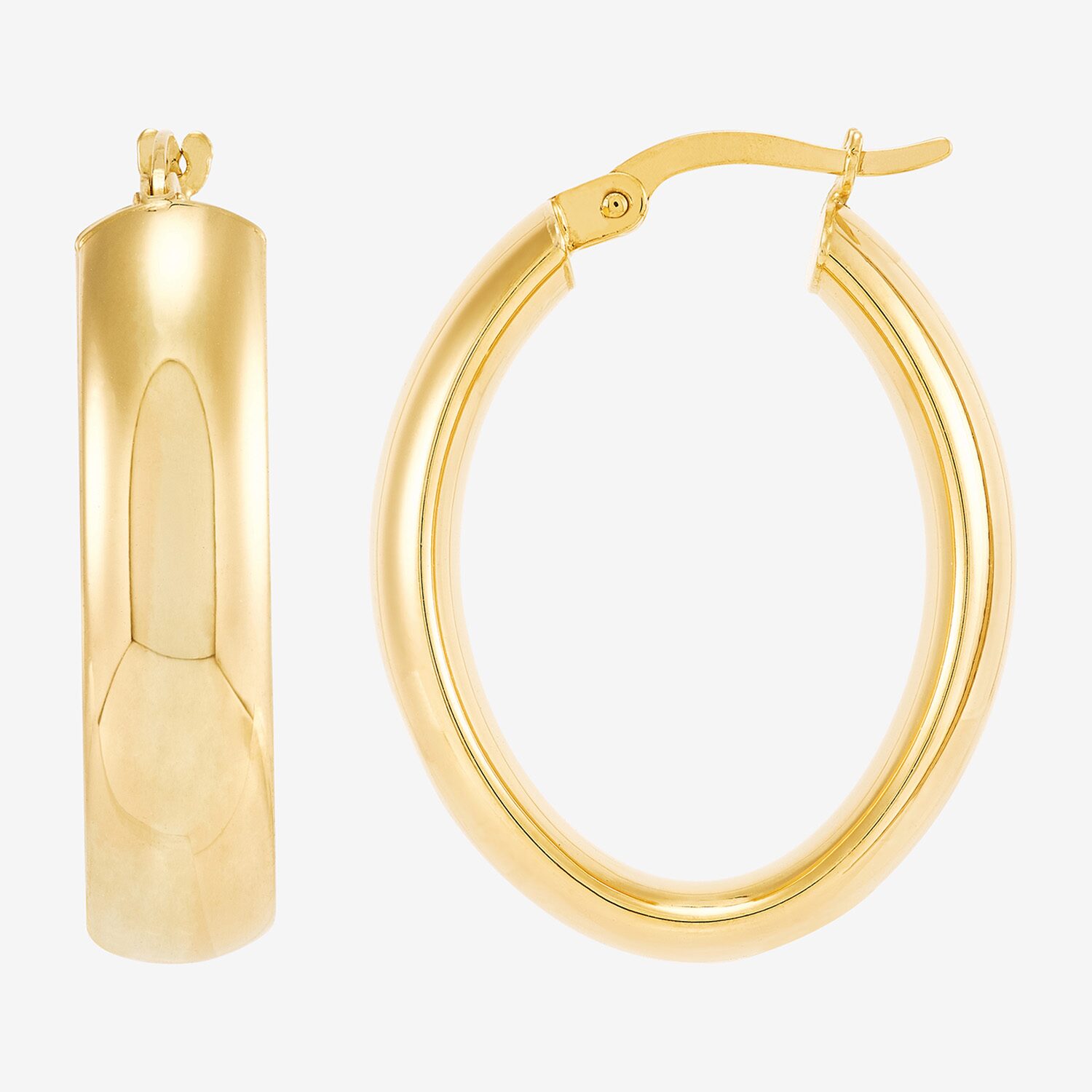 Bonded Brilliance Womens 14K Gold Bonded With Sterling Silver 28.3mm Hoop Earrings