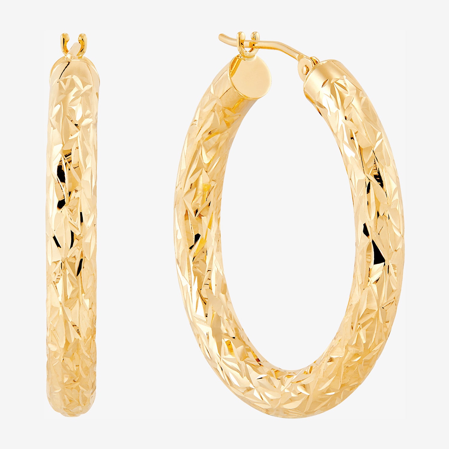 14K Yellow Gold Crystal-Cut Hoop Earrings