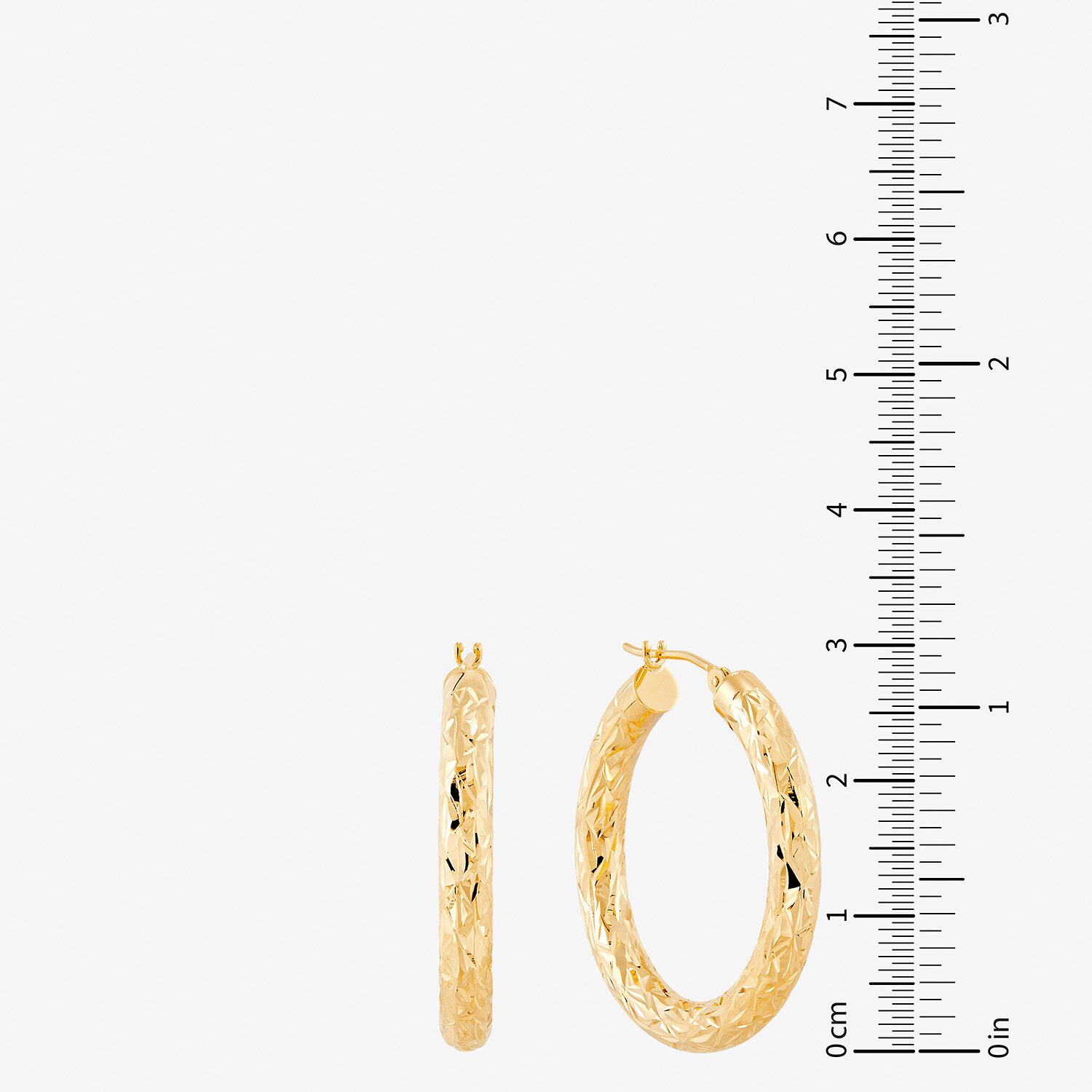 14K Yellow Gold Crystal-Cut Hoop Earrings