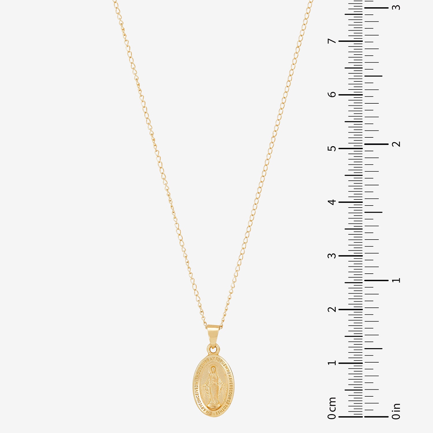 Miraculous Medal Girls 14K Gold Oval 13 Inch Pendant Necklace
