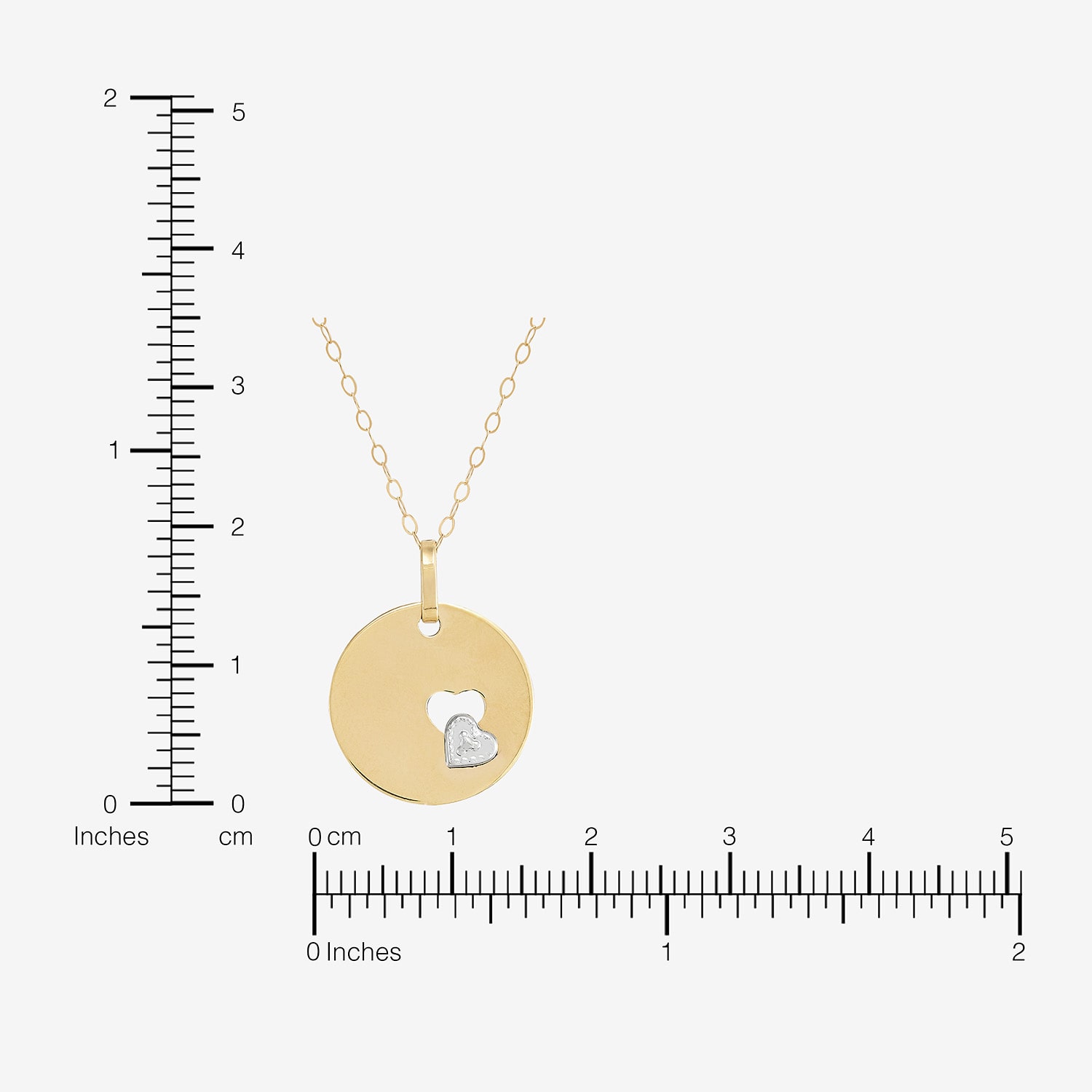 Womens 10K Two Tone Gold Circle Heart 18 Inch Pendant Necklace