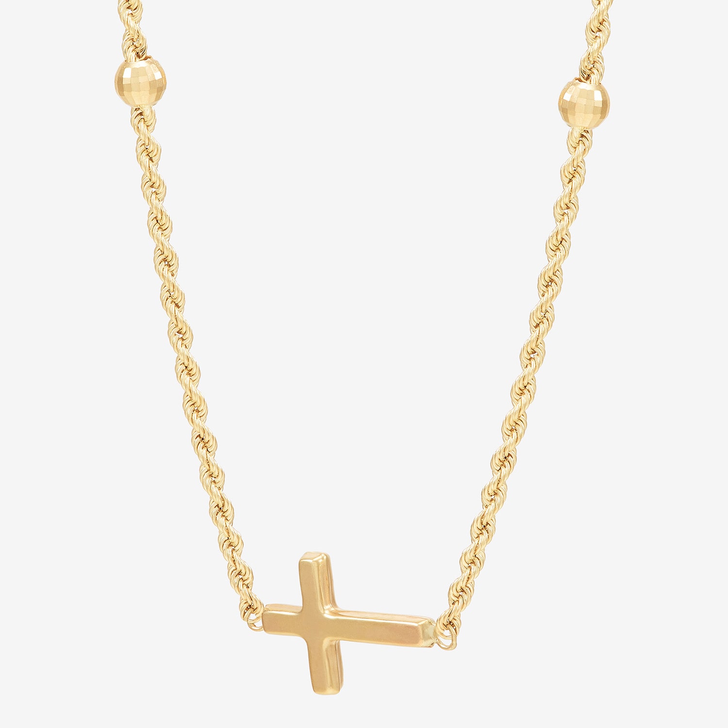 Sideways Womens 10K Gold Cross 18 Inch Pendant Necklace