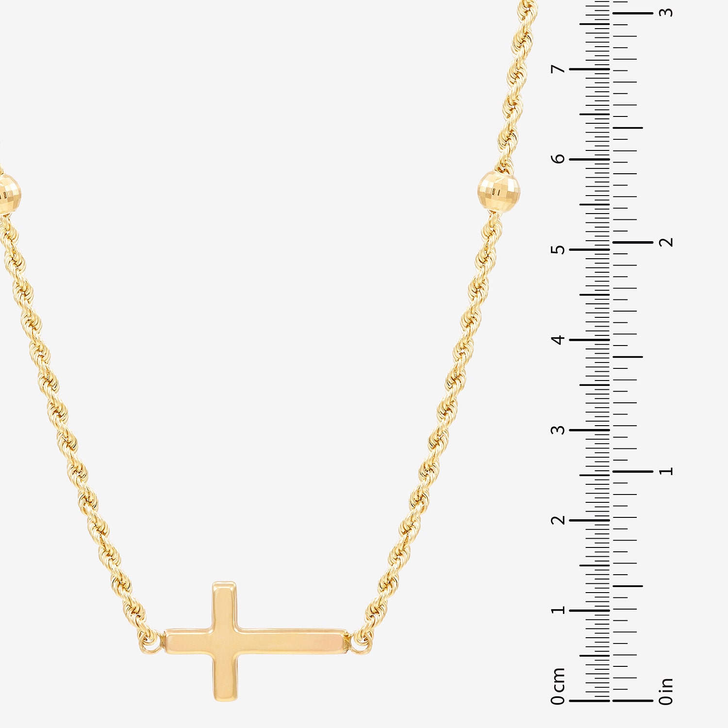 Sideways Womens 10K Gold Cross 18 Inch Pendant Necklace