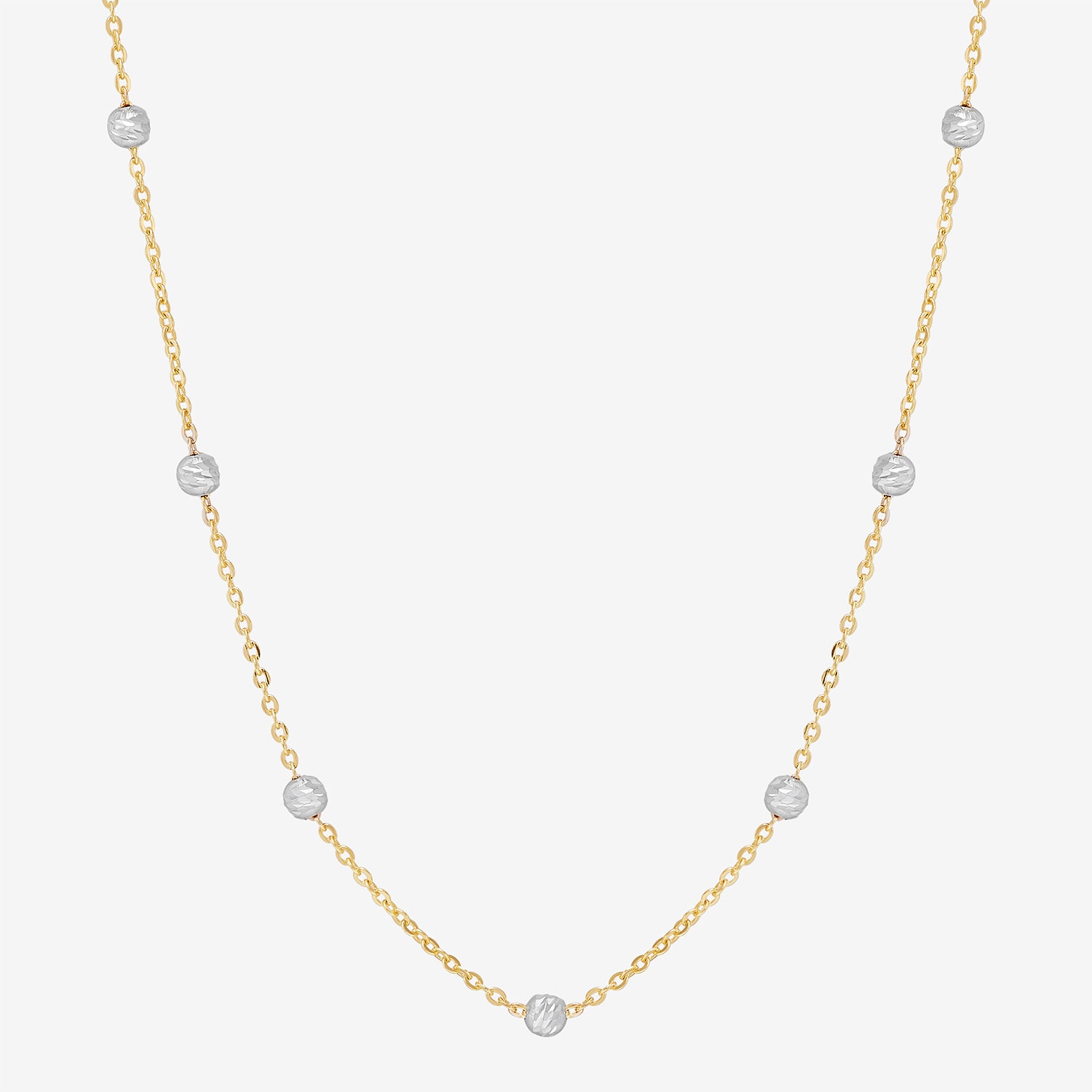 Womens 14K Two Tone Gold 18 Inch Link Chain Necklace