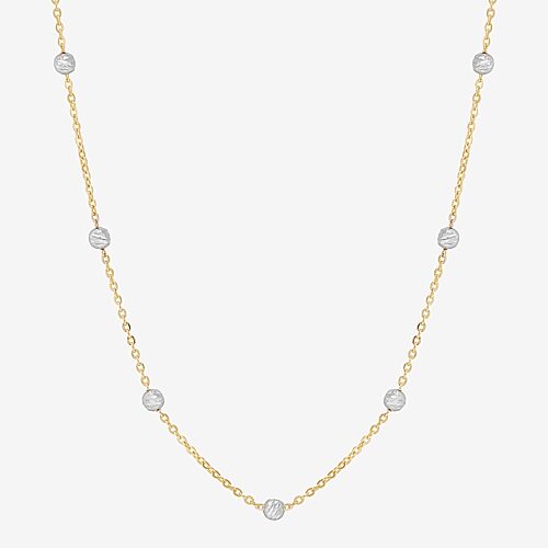 Womens 14K Two Tone Gold 18 Inch Link Chain Necklace, One Size, Yellow
