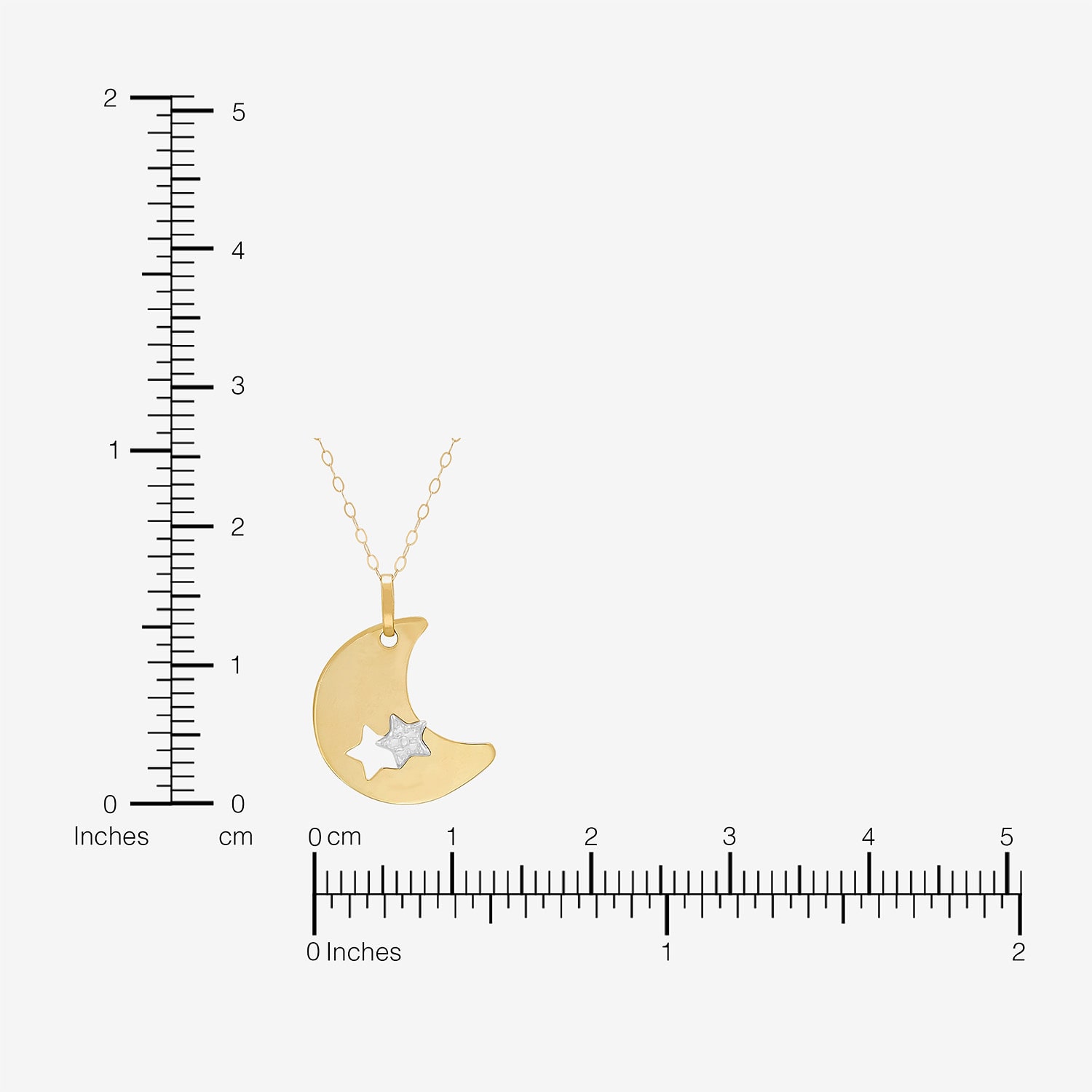 Womens 10K Two Tone Gold Moon Star 18 Inch Pendant Necklace