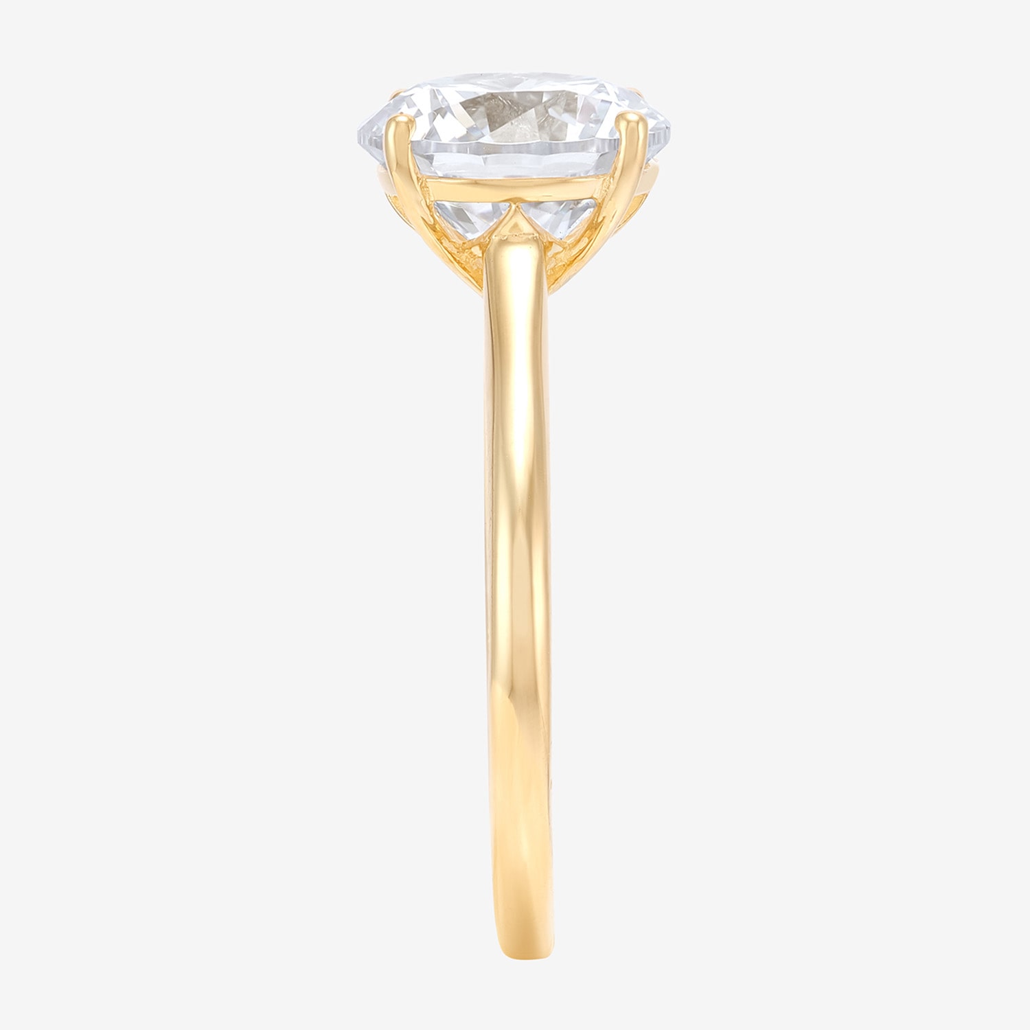 Womens White Cubic Zirconia 10K Gold Round Solitaire Cocktail Ring