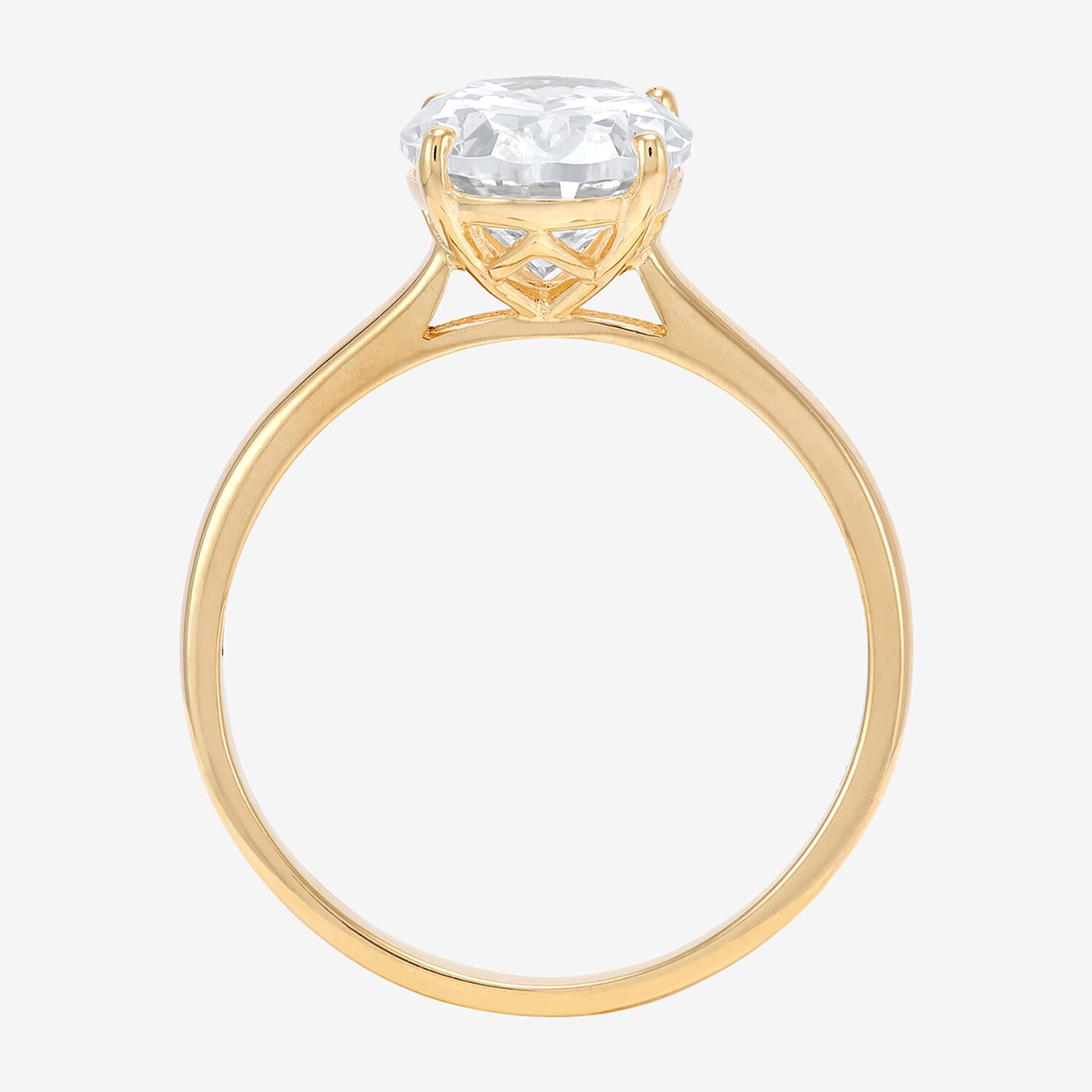 Womens White Cubic Zirconia 10K Gold Oval Solitaire Cocktail Ring