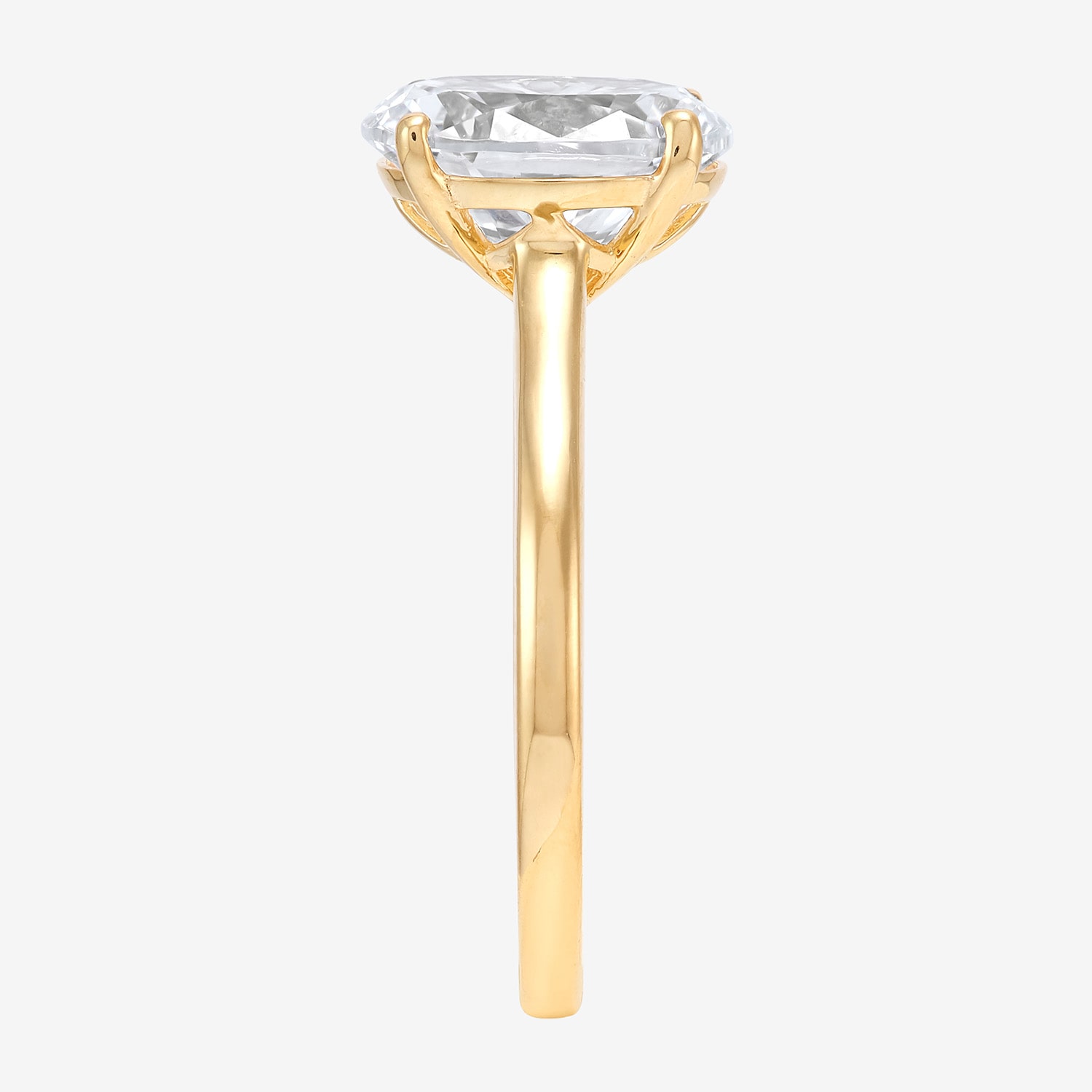 Womens White Cubic Zirconia 10K Gold Oval Solitaire Cocktail Ring