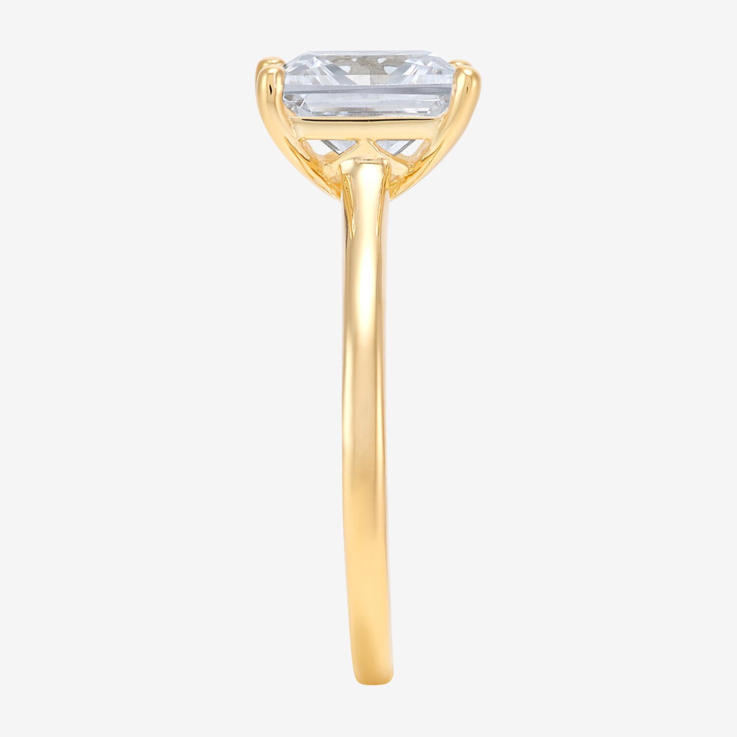 Womens White Cubic Zirconia 10K Gold Solitaire Cocktail Ring